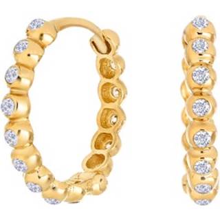 Siersbøl 8kt. guldcreoler med kugler + cubic zirkonia 15mm