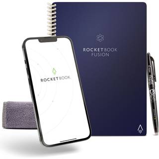 Rocketbook Fusion Smart genanvendelig notebook - Kalenderopgavelister og noteskabelonsider med 1 pilotfrixion pen og 1 mikrofiber klud inkluderet