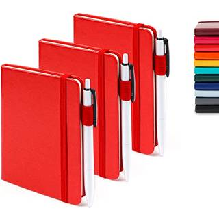 Feela 3 Pack Pocket Notebook Journals With 3 Black Pens A6 Mini Cute Small Journal Notebook Bulk Hardcover College styrede notesblok med Pen Hold