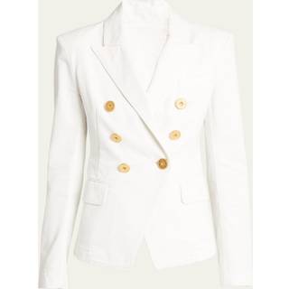 Balmain Double-breasted denim blazer - white - XS