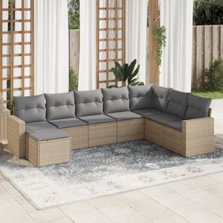 sofasæt til haven 8 dele med hynder polyrattan beige
