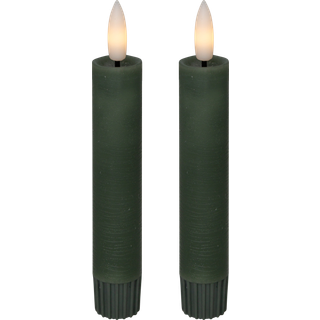 Cozzy kronelys, 3D flamme, 11 cm, grøn, 2 stk. (bruges med fjernbetjening)