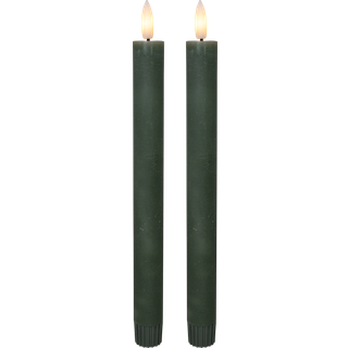 Cozzy kronelys, 3D flamme, 22,2 cm, grøn, 2 stk (bruges med fjernbetjening)