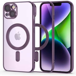 iPhone 14 Tech-Protect MagShine Bagside Cover - MagSafe Kompatibel - Gennemsigtig / Violet