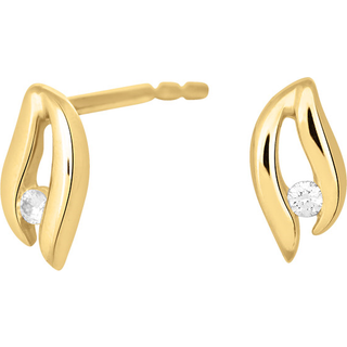 Siersbøl 14kt. guldørestikker med diamant på i alt 0.02ct W/SI