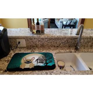 """" Caroline's Treasures Halloween Scary French Bulldog Cream Dish Drying Mat 14 """" ""X 21"" """" """" ""