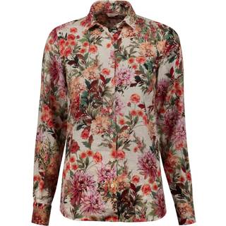 Stenströms Sofie blomstret hørskjorte | Dame |Dameskjorter & Bluser | Feminine | Størrelse: 40 | Lyserød | Print / Patterned | Lange Ærmer