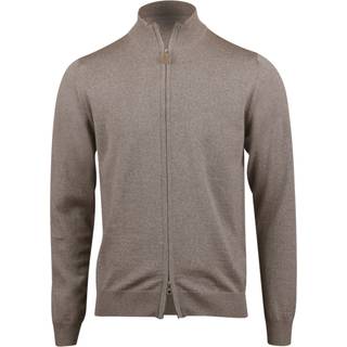 Stenströms Lysebrun Cardigan med lynlås i merinould | Herre |Strik & Trøjer | Størrelse: XXL | Lysebrun | Solid | Lange Ærmer