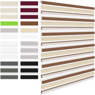 ECD Germany dobbelt rullegardin 45 x 150 cm - hvid-beige-brun - Klemmfix -