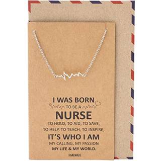 Quan smykker EKG hjerteslag halsk?de livsline puls pendel kvindelig sygeplejerske RN sygeplejeskoleeksamen gaver med lyk?nskningskort