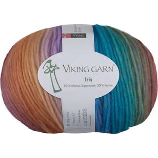 Viking Iris 449 Multi brun/blå Indhold: 80% Superwash merinould, 20% nylon Vægt/længde: 100 g = 270 meter Anbefalede pinde: 5-7 mm Strikkefasthed: 10 x 10 cm = 15-16 m Vask: Max 30°C / Tørres fladt.