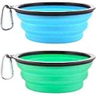 Store sammenfoldelige hunde sk?le 34 oz rejsevand madsk?le b?rbare sammenfaldende sammenbrud opvask med karabiner til rejse vandreture 2 pakke (l