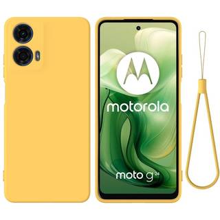 Motorola Moto G04 / G24 / G24 Power Liquid Silikone Bagside Cover m. Strop - Gul