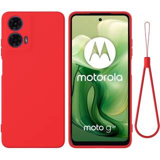 Motorola Moto G04 / G24 / G24 Power Liquid Silikone Bagside Cover m. Strop - Rød