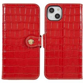 iPhone 14 Plus Læderpung - Crocodile - Rød