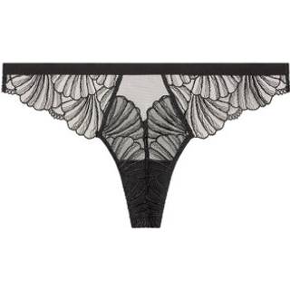 Ck Black Embroidery Coordinate Thong
