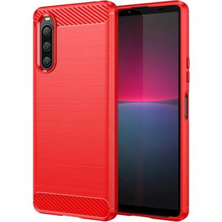 SKALO Sony Xperia 10 V Armor Carbon Stødsikker TPU-cover - Rød
