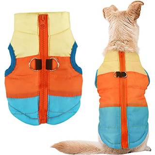 Idepet Pet Dog Cat Coat med snor Anker Color Patchwork Padded Puppy Teddy Chihuahua Jacket Vest Costumes Pug Clothes (XS Sky Blue)