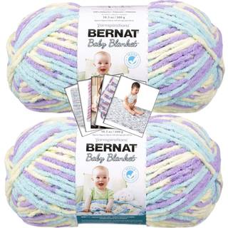Bernat Baby Tæppe Yarn - Big Ball (10,5 oz) - 2 Pack med mønsterkort i farve (påskeæg)