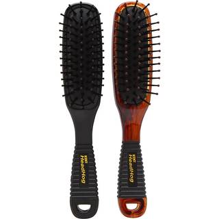 Kent KB minihog headhog Detangling rejse h?r b?rste sort gummi pude detangler b?rste og hovedbundb?rste med fast afrundede plastiske b?rster til