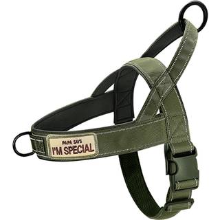 Qifbyfb ingen træk hundesele til mellemstor stor hund reflekterende flugt bevis Justerbar ingen trækhundeselehund Harness grøn m