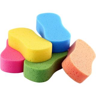 Bilvaskesvampe 5-pak ekstra tyk stor farverig rengringssvamp multifunktion til badevrelse kkkencykelbd (tilfldig 5-farve blanding)