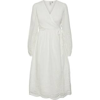 YAS Yasluma LS Long Wrap Dress Star White M
