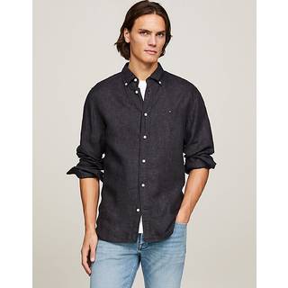 Tommy Hilfiger Tommy Hilfiger Black Stripe Washed Linen Long Sleeve Shirt