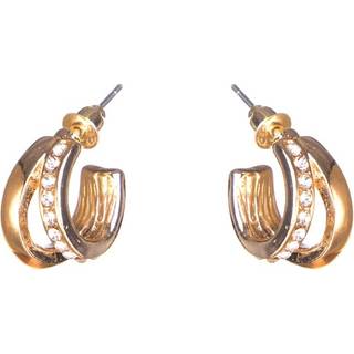 Dazzling Earring Col, Creols Two Lines, One Line W Crystals Gold