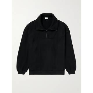 SAINT LAURENT - Logo-Embroidered Cotton-Jersey Half-Zip Sweatshirt - Men - Black - XXL