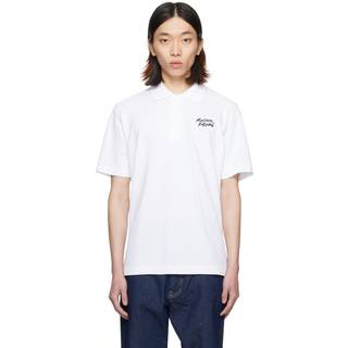 Maison Kitsune Handwriting Polo T Shirt White