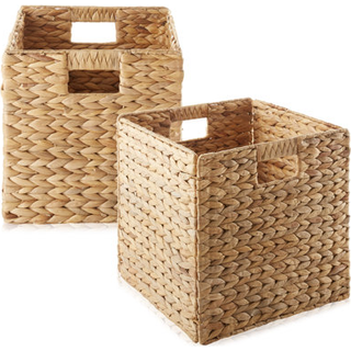 Casafield 12 """" X 12 """" Vandhyacintopbevaringskurve Naturligt - S?t med 2 sammenfoldelige terningarrang?rer V?vede skraldespande til badev?relset