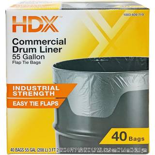 HDX 55 gallon Klar kraftig klapbinding af tromleforinger affaldsposer (40-tælling)