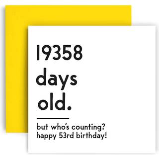 Huxters Funny Birthday Card - Happy 53rd Birthday Card Day Counting Funny Card for Women and Men - Tykt milj?venligt papir 148mm med 148 mm unikt