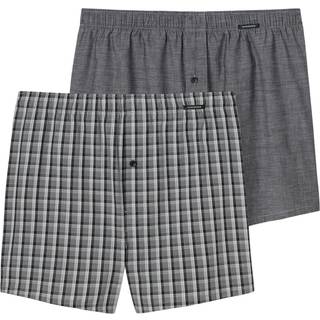 Schiesser Herren Boxershorts grau,schwarz Reine Baumwolle Gemustert