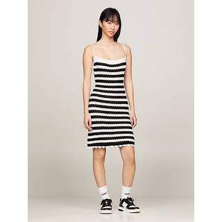 Tommy Jeans Crochet Stripe Dress Black M - Black - M