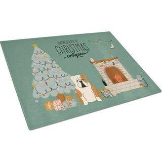 Caroline's Treasures CK7688LCB Fawn White English Bulldog Christmas Alle glasskæringsplade Stor dekorativt tempereret glas køkkenskæring og serve