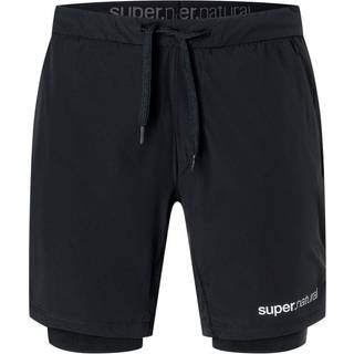 super.natural Men's Double Layer Shorts Jet Black, S