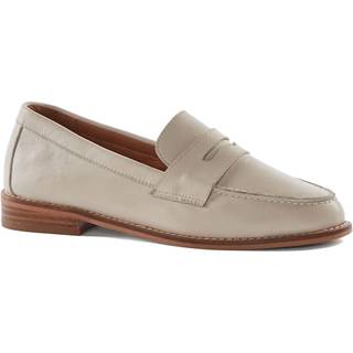 Dune London Dune London Cream Standard Fit Ginelli Flexi Sole Leather Penny Loafers