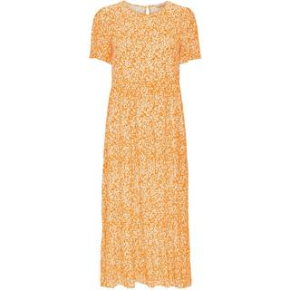 Malle Midi Kjole - Blomstret Orange - S - ONLY