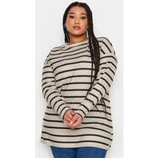 Yours Curve Yours Curve Beige Brown Striped Side Popper Top