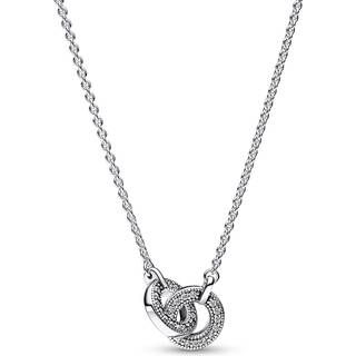 Pandora Signature Intertwined Pavé Pendant Necklace - Silver - 45cm