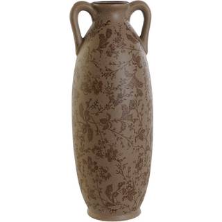 Vase Home ESPRIT Brun Grøn Stentøj Blad af en plante 13 x 13 x 35 cm