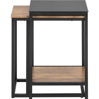 SoBuy Sofabord FBT99-F med 2 mobile sidebord i natur/sort