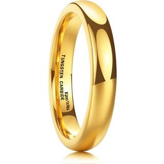 King Will Glory 4mm guldbelagt høj poleret komfort fit kuppel wolfram carbide ring bryllupsbånd 8.5