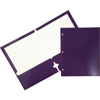 JAM PAPIR Lamineret 2-lommers blank 3-hullers skolemapper - Letter-strrelse - Lilla hjglans - Bulk 25/Pak