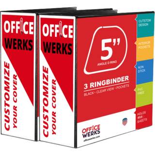 3 Ring Binder Professional D Ring Binder 5 tommer pr?sentationsmappe til standardsider 8,5 x 11 med lommer Crystal Clear View Black Binder (2 Pac