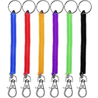 Mini skater 6stcs spiral udtr?kkelig fjederspole n?gleringstyveri af anti-mistet str?k ledningssikkerhedstasting med metal hummerl?s til taster t