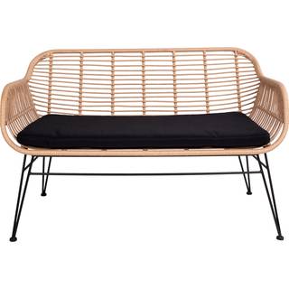 Trieste sofa i polyrattan med hynde og sorte ben, 68 x 81 x 126 cm, natur