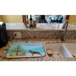 """" Caroline's Treasures German Shepherd Merry Christmas Tree Dish Drying Mat 14 """" """" X 21 """" ""Multicolor"" ""